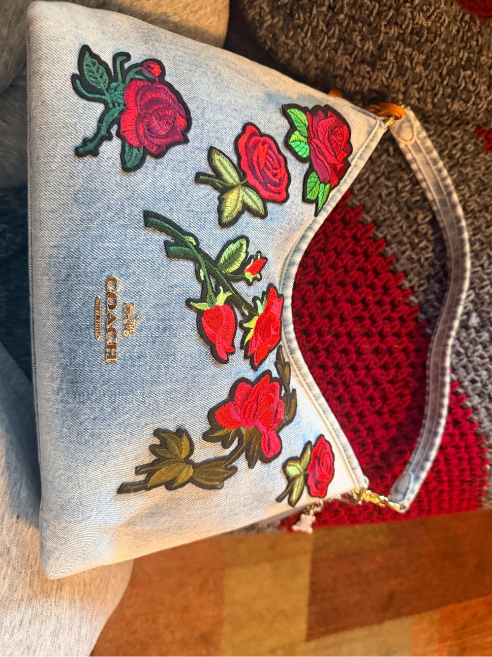 2026 Coach Loved indigo Blue Denim Laurel with added custom patches